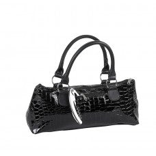 Wine Clutch - Black Croc